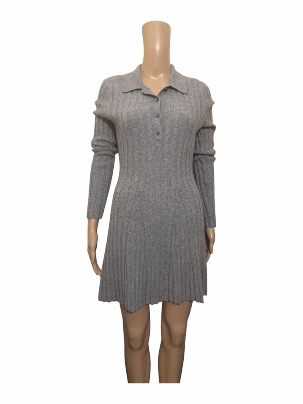 Reformation grey ribbed cashmere dress